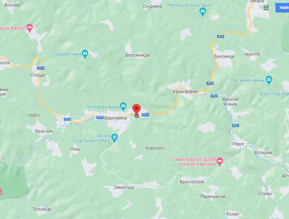 Білборд, Бігборд (Борд)  B у Верховині, 3х6  вулиця Степана Бандери, м.Верховина (за мостом) ст.Б Івано-Франківська область схема