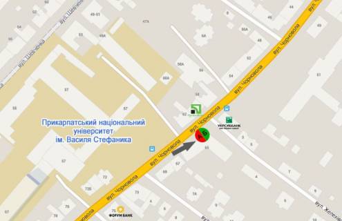 Ситилайт A в Ивано-Франковске, 1.8х1.2  вул. Чорновола (Прикарпатський університет) №2 ст. А схема