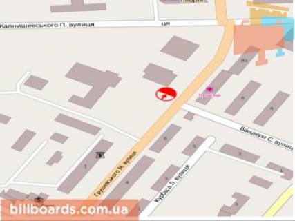 Билборд A в Стебниках, 3x6  вул. Грушевського,6-8 (АТБ) схема