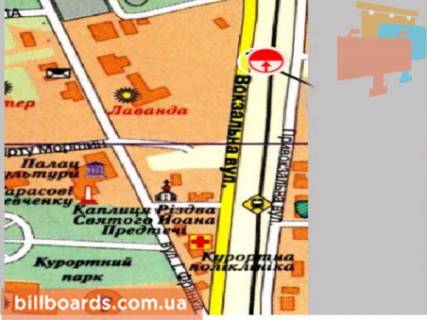 Білборд, Бігборд (Борд)  A у Моршині, 3x6  вул.Вокзальна схема