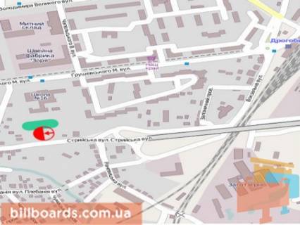 Билборд A в Дрогобыче, 3x6  вул Стрийська (за мостом в центр) схема