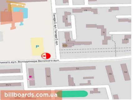 Билборд B в Дрогобыче, 3x6  вул. В.Великого, ( ринок Володар )  схема