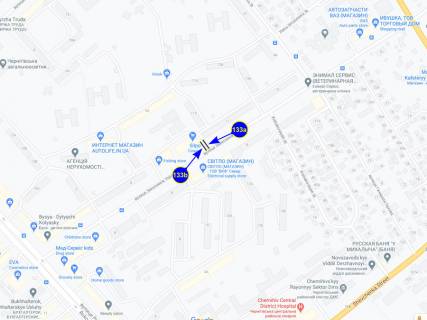 Билборд B в Чернигове ул. Одинцова 9 (сторона Б) схема