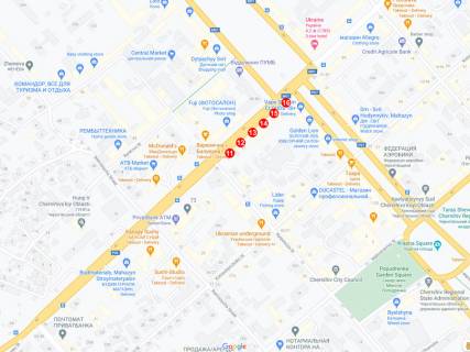 Ситилайт A в Чернигове проспект Победы, 83, рест Аморе Мио (сторона А) схема