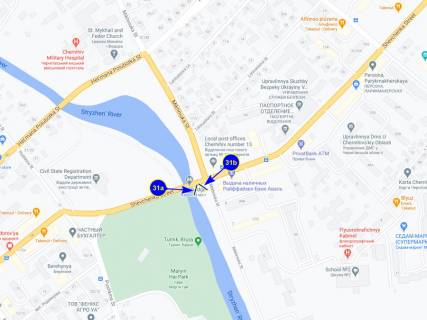 Билборд A в Чернигове ул. Шевченко, 37 (красный мост) (сторона А) схема