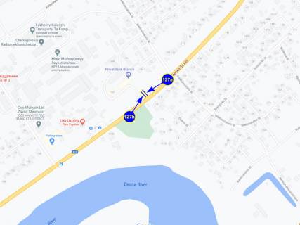 Билборд A в Чернигове, 6х3  вул. Шевченка 162 Сервісний центр МВС (сторона А) схема