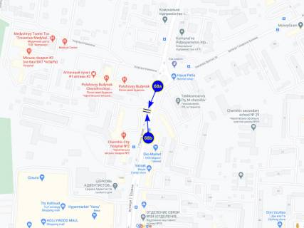 Билборд B в Чернигове ул. 1 Мая 167 (сторона B) схема