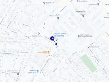 Билборд A в Чернигове, 142  вул. Гетьмана Полуботка 107 (Гусачок) схема