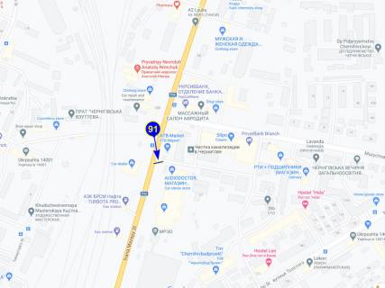 Билборд B в Чернигове, 6х3  вул. Мазепи 60 (новий АТБ, ринок, АЗС) схема