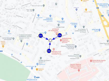 Билборд B в Чернигове, 61b  вул. Черновола (трикутник) (сторона Б) схема