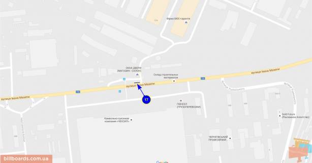 Білборд, Бігборд (Борд)  A у Чернігові Щорса вул., Ост. Чексіл, правий схема