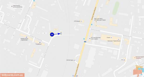 Билборд A в Чернигове Текстильщиков ул., переход к р-ну Шерстянка схема