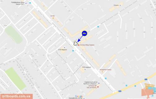 Билборд B в Чернигове Рокоссовского ул. / ул. Одинцова схема