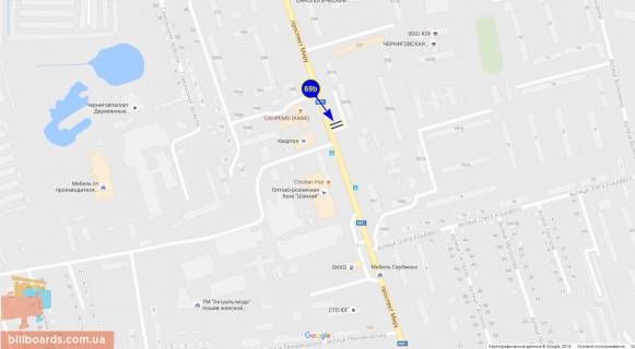 Билборд B в Чернигове Мира пр-т, 207 схема