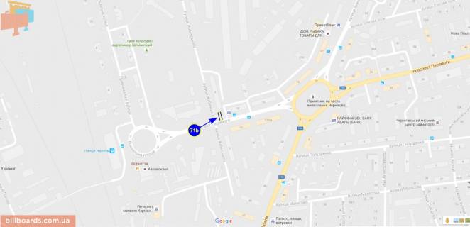 Билборд B в Чернигове Победы пр-т / ул. Жабинского схема