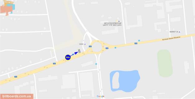 Билборд B в Чернигове Івана Мазепи (Щорса) ул., въезд, круг схема