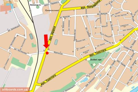 Билборд B в Чернигове Щорса ул., 60, левый схема