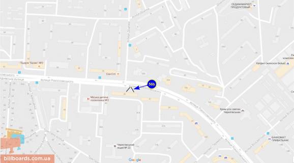 Билборд B в Чернигове Рокоссовского ул. - ул. Доценко схема