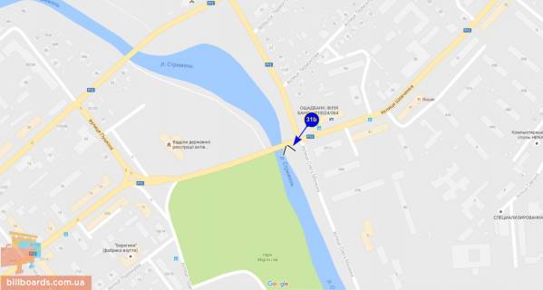 Билборд B в Чернигове Шевченко ул., 37, красный мост схема
