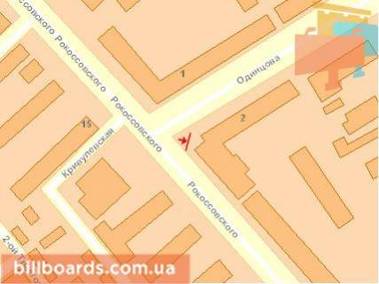 Билборд B в Чернигове Рокоссовского ул. / ул. Одинцова схема