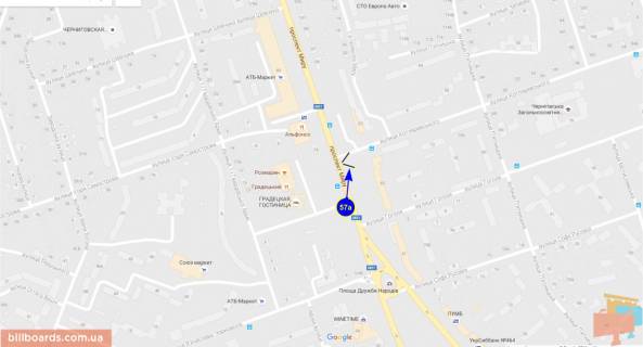 Билборд A в Чернигове Мира пр-т - ул. Котляревского схема