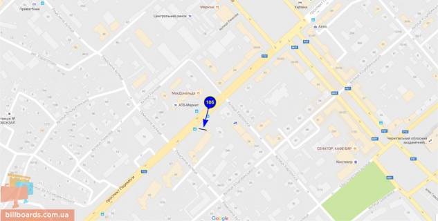 Білборд, Бігборд (Борд)  B у Чернігові Перемоги пр-т, 73 схема