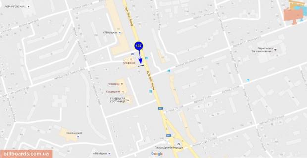 Билборд A в Чернигове Победы пр-т, 78 схема