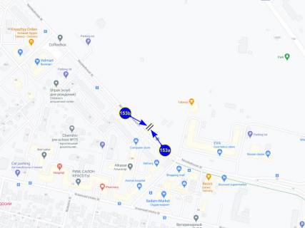 Билборд B в Чернигове, 153б  вул. Незалежності 14а (між ринком та Велмарт) (сторона Б)  тільки під банер мін 6 міс схема