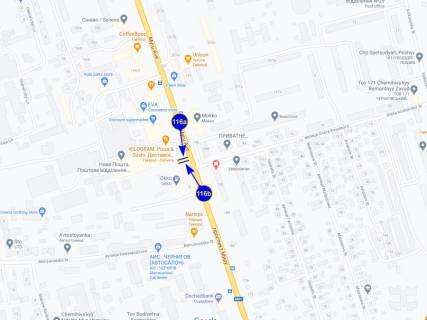 Билборд A в Чернигове проспект Мира х ул. Кошевого (сторона А) схема