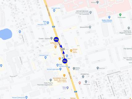 Билборд A в Чернигове просп. Мира 207 (сторона А) схема