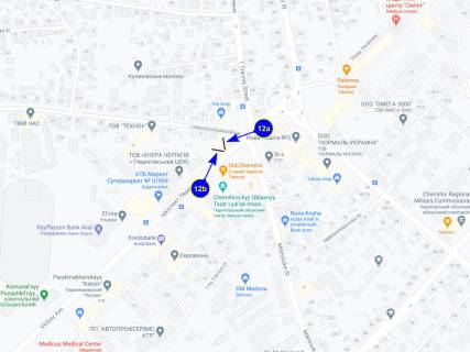 Билборд A в Чернигове проспект Победы 126 напротив "старого чернигова" (сторона А) схема