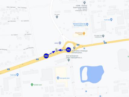 Билборд B в Чернигове, 6х3  вул. Мазепы 79 (АЗС ОККО, виїзд на Київ, Славутич) (сторона Б) схема