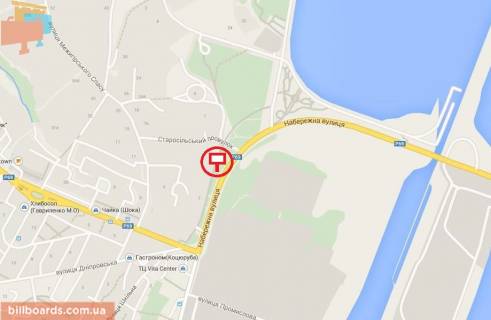 Білборд, Бігборд (Борд)  B у Вишгороді, 6x3  Вул. Набережна, біля Пенсійного фонду схема
