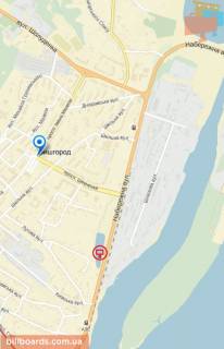 Билборд B в Вышгороде, 6x3  Вул. Набережна, праворуч, у напрямку м. Києва, вздовж дороги, на початку озера схема