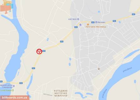 Білборд, Бігборд (Борд)  B у Київських трасах автомобільна дорога Р-69 «Київ-Вишгород-Десна-Чернігів»,800м. після повороту на масив «Міжріччя», ліворуч, у напрямку з м. Вишгорода в  с. Хотянівка. схема