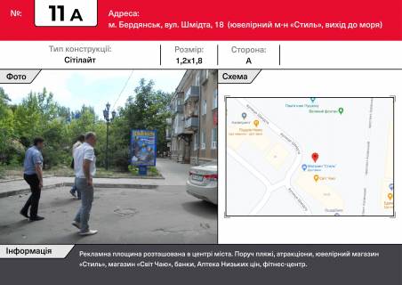 Ситилайт A в Бердянске, 1,2х1,8  ул Шмидта, ювелирный м-н "Стиль" выход к морю фото 1