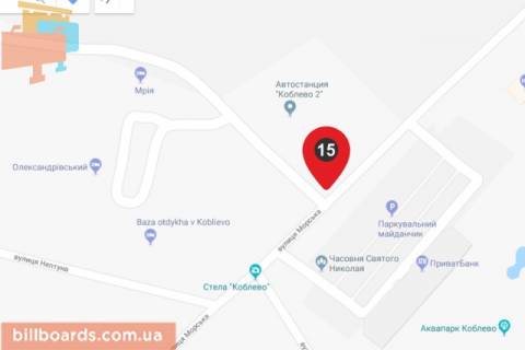 Билборд B в Коблеве, 6х3  Выезд из курортной зоны (КПП) схема