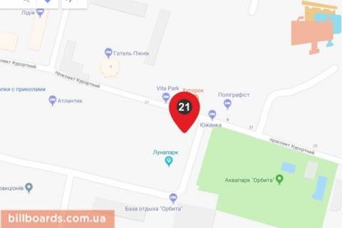 Билборд B в Коблеве, 6х3  Перед поворотом на лунопарк схема