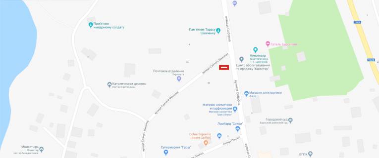 Билборд B в Баре майдан св. Миколая, поряд Кінотеатр, бібліотека схема