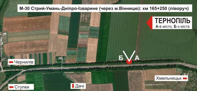 Билборд B в Тернополе, 3х6  траса Тернопіль-Хмельницький схема
