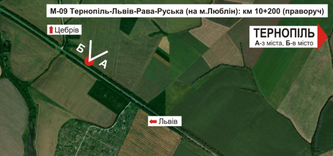 Билборд B в Тернополе, 3х6  траса Тернопіль-Львів схема