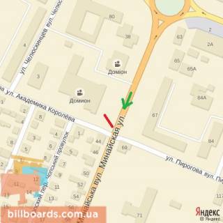 Билборд A в Берегово вул.Минайська,42(близ Кінопалацу Доміон), виїзд з міста в напрямку м.Чоп, напр.-с.Минай схема