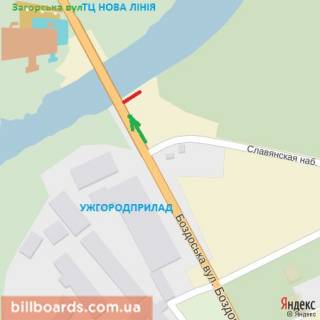 Билборд A в Берегово вул.Баб'яка(новий трансп.міст), район ТЦ Нова лінія, напрям-вул.Загорська схема