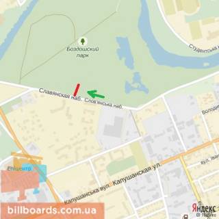 Билборд A в Берегово вул.Воз'єднання (Парк відпочинку Боздошський), район елітної забудови, напр.вул.Баб'яка схема