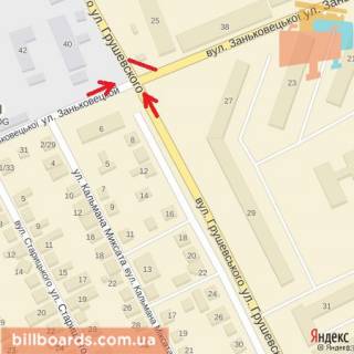 Білборд, Бігборд (Борд)  A у Берегово вул.Грушевського-Заньковецької (перехрестя) -на Капушанська схема