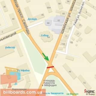 Білборд, Бігборд (Борд)  A у Берегово пр.Свободи-вул.Мінайська (перехрестя) схема