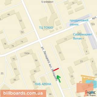 Билборд A в Берегово вул.Легоцького, 25, напрям-вул.Заньковецька (до ТЦ ТОКІО) схема