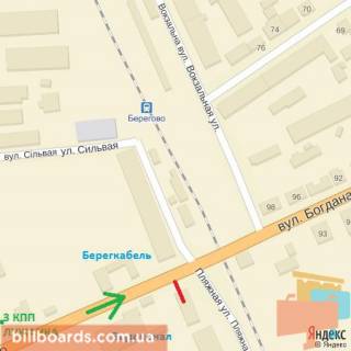 Билборд A в Берегово вул.Б.Хмельницького (Берегкабель), залізн.переїзд, напр.-до центру схема