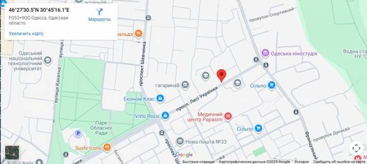 Білборд, Бігборд (Борд)  A у Одесі Лесі Українки просп. (Гагаріна просп.)-6 схема