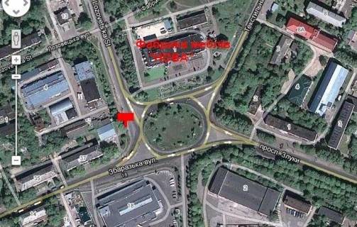 Білборд, Бігборд (Борд)  A у Тернополі, 3х6  кільце вул. Текстильна - напроти ФМ "НОВА" схема